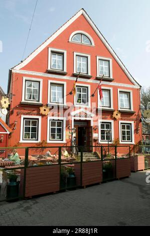 Hotel Aurora, Schlei, Kappeln, Schleswig, Schleswig-Holstein, Deutschland, Landarzt Pub, Restaurant Stockfoto