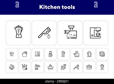 Symbolsatz für Küchenwerkzeuge Stock Vektor