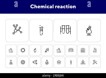 Symbolsatz der chemischen Reaktionslinie Stock Vektor