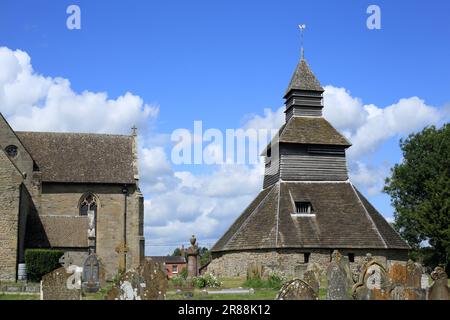 Die Kirche St. Mary Glockenturm, Pembridge, Herefordshire, England, Großbritannien. Stockfoto