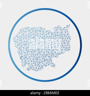 Symbol für Kambodscha. Netzwerkkarte des Landes. Rundes kambodschanisches Schild mit Gradientenring. Technologie, Internet, Netzwerk, Telekommunikationskonzept. Vektor il Stock Vektor