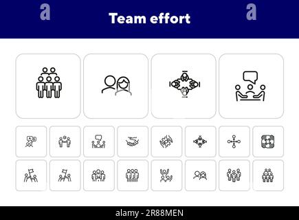Symbolgruppe für Linien für Teamaufwand Stock Vektor