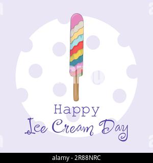 Happy National Ice Cream Day Karte. Vektordarstellung von handgemachtem Fruchteis. Vektordarstellung für Eiscremetag Stock Vektor