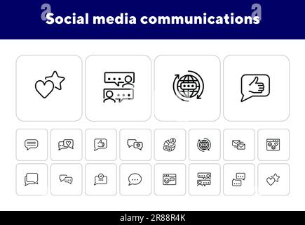 Symbolgruppe für Social-Media-Kommunikation Stock Vektor