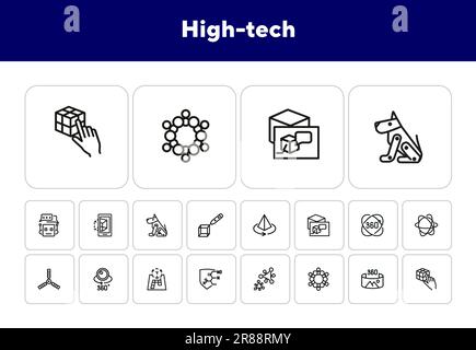 High-Tech-Line-Symbolsatz Stock Vektor