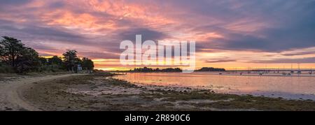 Bretagne, Ile d Arz im Morbihan Golf, Küstenlandschaft, Sonnenuntergang Stockfoto