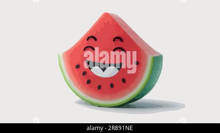 Der süße Wassermelonen-Charakter zieht sich auf, steckt ihm die Zunge raus, Augen zu Emoji Stock Vektor