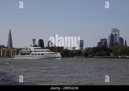 Superyacht Norn on River Thames London UK 16. Juni 2023 Stockfoto