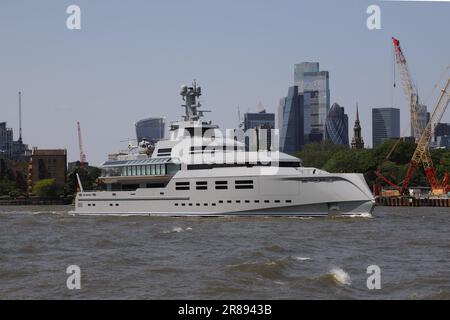 Superyacht Norn on River Thames London UK 16. Juni 2023 Stockfoto