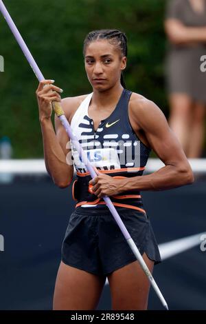 Leichtathletik, 26. Stadtwerke Ratingen Mehrkampf - Sitzung am 18. 06. 2023 in Ratingen , Deutschland Siebenkampf Frauen, Weitsprung THIAM Nafissatou BEL Foto : Norbert Schmidt, Düsseldorf Stockfoto