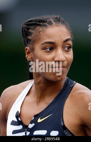 Leichtathletik, 26. Stadtwerke Ratingen Mehrkampf - Sitzung am 18. 06. 2023 in Ratingen , Deutschland Siebenkampf Frauen, Weitsprung THIAM Nafissatou BEL Foto : Norbert Schmidt, Düsseldorf Stockfoto