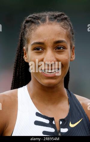 Leichtathletik, 26. Stadtwerke Ratingen Mehrkampf - Sitzung am 18. 06. 2023 in Ratingen , Deutschland Siebenkampf Frauen, Weitsprung THIAM Nafissatou BEL Foto : Norbert Schmidt, Düsseldorf Stockfoto