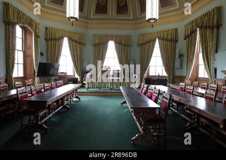 Die Ratskammer, Guildhall, Worcester, England. Stockfoto