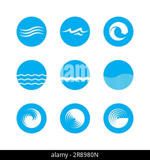 Wellen Icon Set - Meer, Meer, Strand Stock Vektor