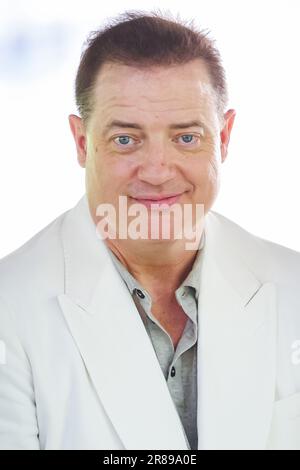 Der kanadisch-amerikanische Schauspieler Brendan Fraser wird am 19. Juni 2023 während der Mailänder Männer Fashion Week Frühling/Sommer 2024 in Mailand, Italien, gesehen (Foto: Alessandro Bremec/NurPhoto) Stockfoto