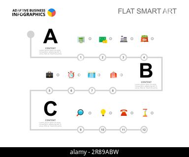 Folienvorlage Für Den Arbeitsablauf In Zwölf Schritten Stock Vektor