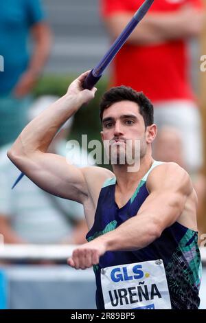 Leichtathletik, 26. Stadtwerke Ratingen Mehrkampf - Sitzung am 18. 06. 2023 in Ratingen , Deutschland Zehnkampf Männer, Stabhochsprung URENA Jorge ESP Foto : Norbert Schmidt, Düsseldorf Stockfoto