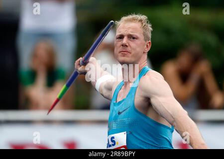 Leichtathletik, 26. Stadtwerke Ratingen Mehrkampf - Sitzung am 18. 06. 2023 in Ratingen , Deutschland Zehnkampf Männer, Stabhochsprung Rik TAAM -NED- Foto : Norbert Schmidt, Düsseldorf Stockfoto