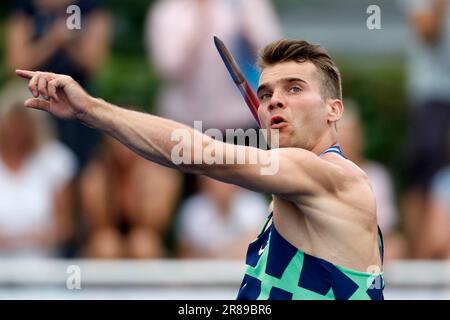 Leichtathletik, 26. Stadtwerke Ratingen Mehrkampf - Sitzung am 18. 06. 2023 in Ratingen , Deutschland Zehnkampf Männer, Stabhochsprung LILLEMETS Risto EST Foto : Norbert Schmidt, Düsseldorf Stockfoto