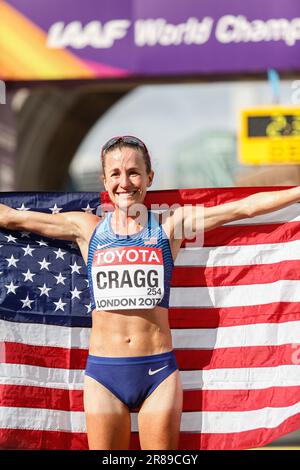 Amy Cragg nimmt an dem Marathon bei der Leichtathletik-Weltmeisterschaft London 2017 Teil. Stockfoto