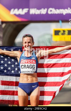 Amy Cragg nimmt an dem Marathon bei der Leichtathletik-Weltmeisterschaft London 2017 Teil. Stockfoto