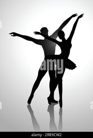 Silhouetten-Illustration eines Tanzballetts Stock Vektor