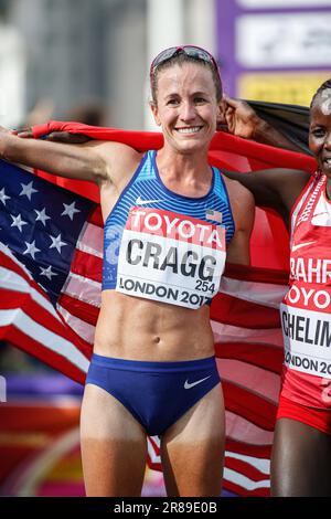 Amy Cragg nimmt an dem Marathon bei der Leichtathletik-Weltmeisterschaft London 2017 Teil. Stockfoto