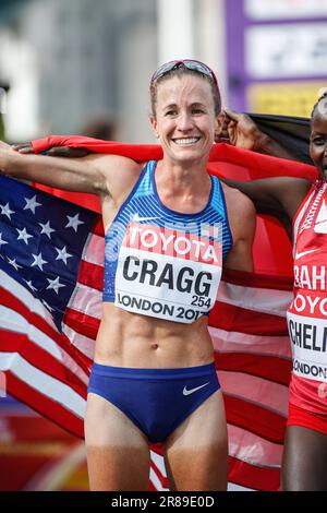 Amy Cragg nimmt an dem Marathon bei der Leichtathletik-Weltmeisterschaft London 2017 Teil. Stockfoto