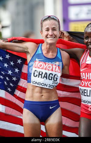 Amy Cragg nimmt an dem Marathon bei der Leichtathletik-Weltmeisterschaft London 2017 Teil. Stockfoto