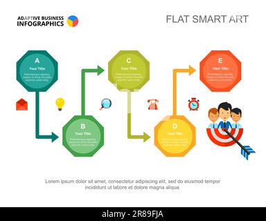 Folienvorlage Für Fünf Phasen Des Geschäftsplans Stock Vektor
