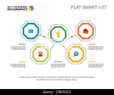Folienvorlage Zur Fünf-Punkte-Strategie Stock Vektor