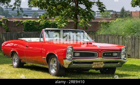 DEARBORN, MI/USA - 17. JUNI 2023: 1966 Pontiac GTO Car, Henry Ford (THF) Motor Muster Car Show, Greenfield Village, in der Nähe von Detroit, Michigan. Stockfoto