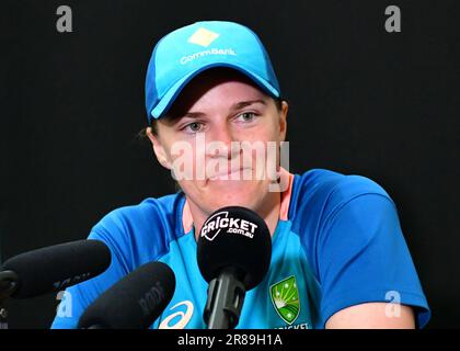 20. Juni 2023. Trent Bridge Cricket Stadium, Nottingham, Großbritannien. , . England Ladies gegen Australia Ladies im Ashes Cricket Test Match. Pressekonferenz von Tahlia McGrath (Australien). Bild: Mark Dunn/Alamy, Kredit: Mark Dunn Photography/Alamy Live News Stockfoto