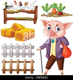 Abbildung: Betriebsobjekte und Elemente - Vektorsatz Stock Vektor