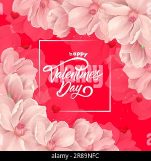 Valentinstag-Schriftzug mit Blüten Stock Vektor