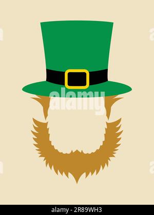 Gesichts-Symbol für Leprechaun mit grünem Hut, für St. Patrick's Day, Glück, Glück, Glück, Thema Stock Vektor