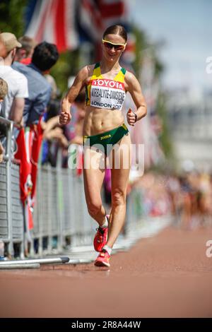 Brigita VIRBALYTĖ nimmt an der 20 km langen Rennstrecke der Leichtathletik-Weltmeisterschaft London 2017 Teil. Stockfoto