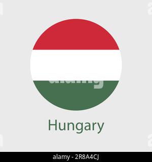 Vektorsymbole der ungarischen Flagge Satz von Illustrationen in Form von Herz, Stern, Kreis und Karte. Stock Vektor