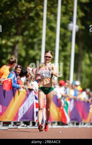 Brigita VIRBALYTĖ nimmt an der 20 km langen Rennstrecke der Leichtathletik-Weltmeisterschaft London 2017 Teil. Stockfoto