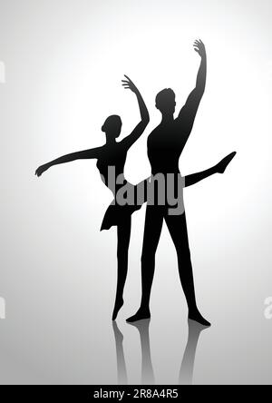 Silhouetten-Illustration eines Tanzballetts Stock Vektor