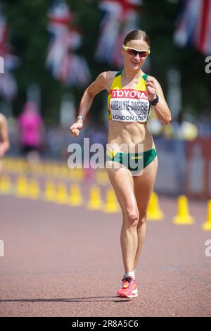 Brigita VIRBALYTĖ nimmt an der 20 km langen Rennstrecke der Leichtathletik-Weltmeisterschaft London 2017 Teil. Stockfoto