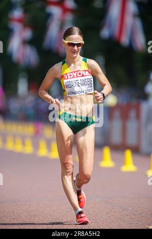 Brigita VIRBALYTĖ nimmt an der 20 km langen Rennstrecke der Leichtathletik-Weltmeisterschaft London 2017 Teil. Stockfoto