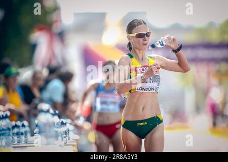 Brigita VIRBALYTĖ nimmt an der 20 km langen Rennstrecke der Leichtathletik-Weltmeisterschaft London 2017 Teil. Stockfoto