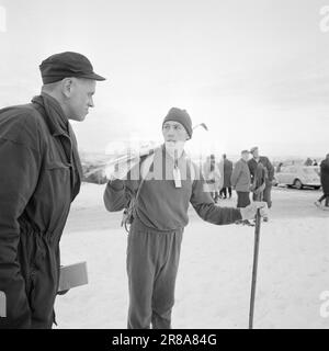 Aktueller 2.-2.-1960.: Anstoß mit dem Olympiaport die Skifahrer und Skater hatten am vergangenen Wochenende ihren ersten großen präolympischen Krafttest, die Skater in Trondheim, die Skispringer und die Skilanglauf in Gjøvik. In diesem Bericht berichten unsere Mitarbeiter in Texten und Bildern über die Situation, die zu den Besten zählt. Foto: Ivar Aaserud / Aktuell / NTB ***FOTO NICHT ABGEBILDET*** Stockfoto