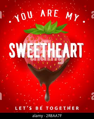 Du bist mein Schatz, Schriftzug mit Beere Stock Vektor