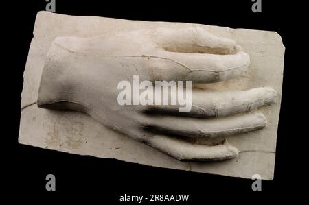 Abdruck einer unbekannten rechten Hand auf einer Gipsbasis n. d. von Hiram Powers, Born Woodstock, VT 1805-Tote Florence, Italien 1873 Stockfoto