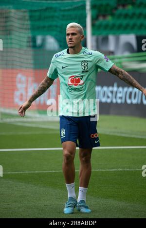 Lissabon, Portugal. 19. Juni 2023. LISSABON, PORTUGAL - JUNI 19: Pedro aus Brasilien in Aktion während des offiziellen brasilianischen Trainings vor dem Fußballspiel gegen Senegal im Estadio Jose Alvalade. (Foto: Sergio Mendes/PxImages) Kredit: Px Images/Alamy Live News Stockfoto