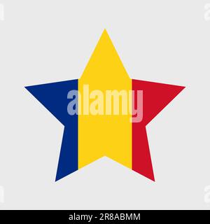 Rumänische Flaggensymbole Satz von Illustrationen in Form von Herz, Stern, Kreis und Karte Stock Vektor