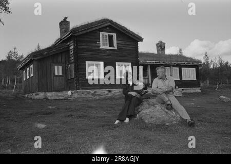 Aktuell 33 - 3 - 1974: Konsul und Kleinbauern im Kampf um LandKonsul Thor Treider und seine Frau kauften vor elf Jahren 6.300 Hektar Berg- und Waldgebiet auf dem Gipfel von Heidalen stromaufwärts von Sjoa. Die Menschen in der Gemeinde glauben, dass 1.500 dieser Ziele für den Neuanbau perfekt geeignet sind. Mehrere Nutzer sind direkt von zusätzlichen Grundstücken abhängig, da ihre Nutzung sonst in wenigen Jahren eingestellt werden muss. Aber der Konsul weigert sich zu verkaufen. Das einzige, was er bis jetzt verkaufen will, sind 200 Morgen für Hüttengrundstücke. Die Einnahmen aus diesem Verkauf hätten sich geahnt Stockfoto