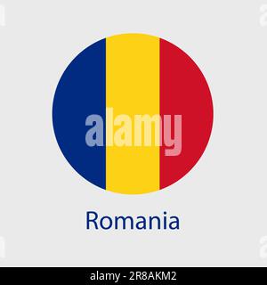 Rumänische Flaggensymbole Satz von Illustrationen in Form von Herz, Stern, Kreis und Karte Stock Vektor